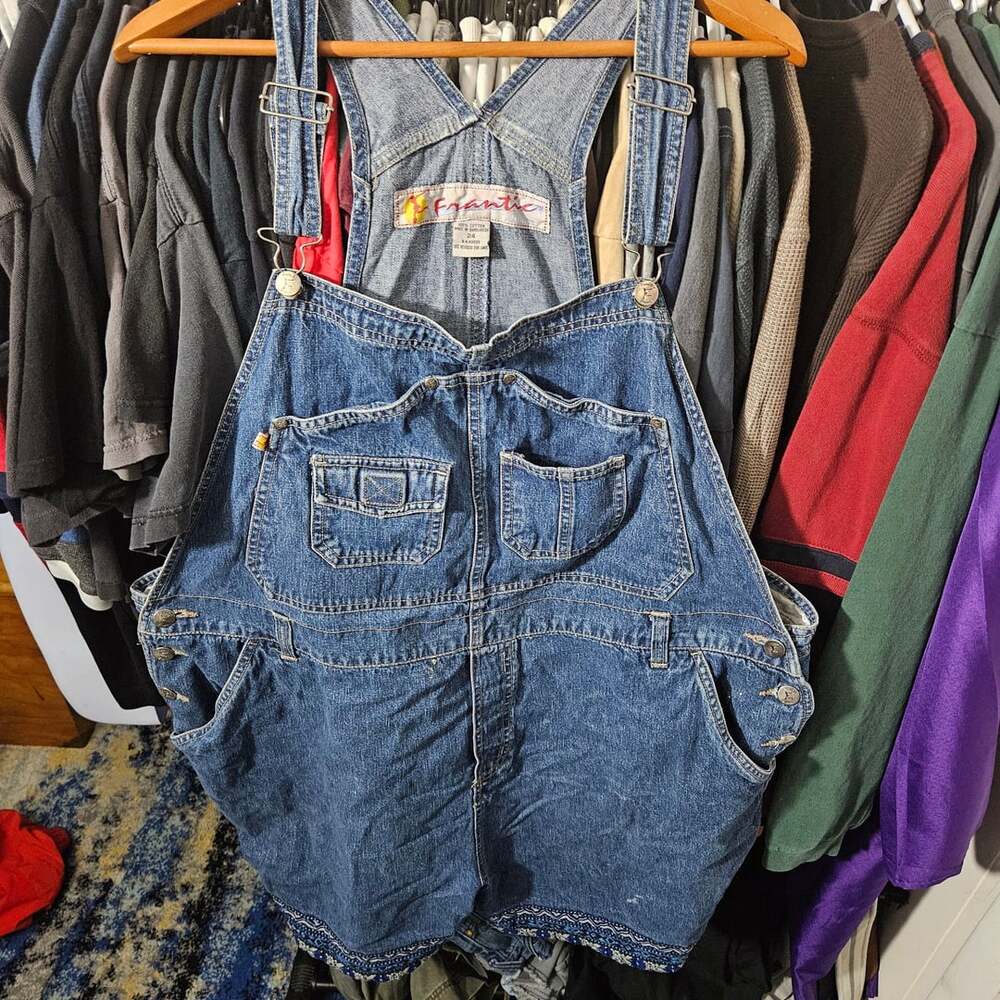 Frantic Jeans Denim Overalls Size 24 Shortalls Blue